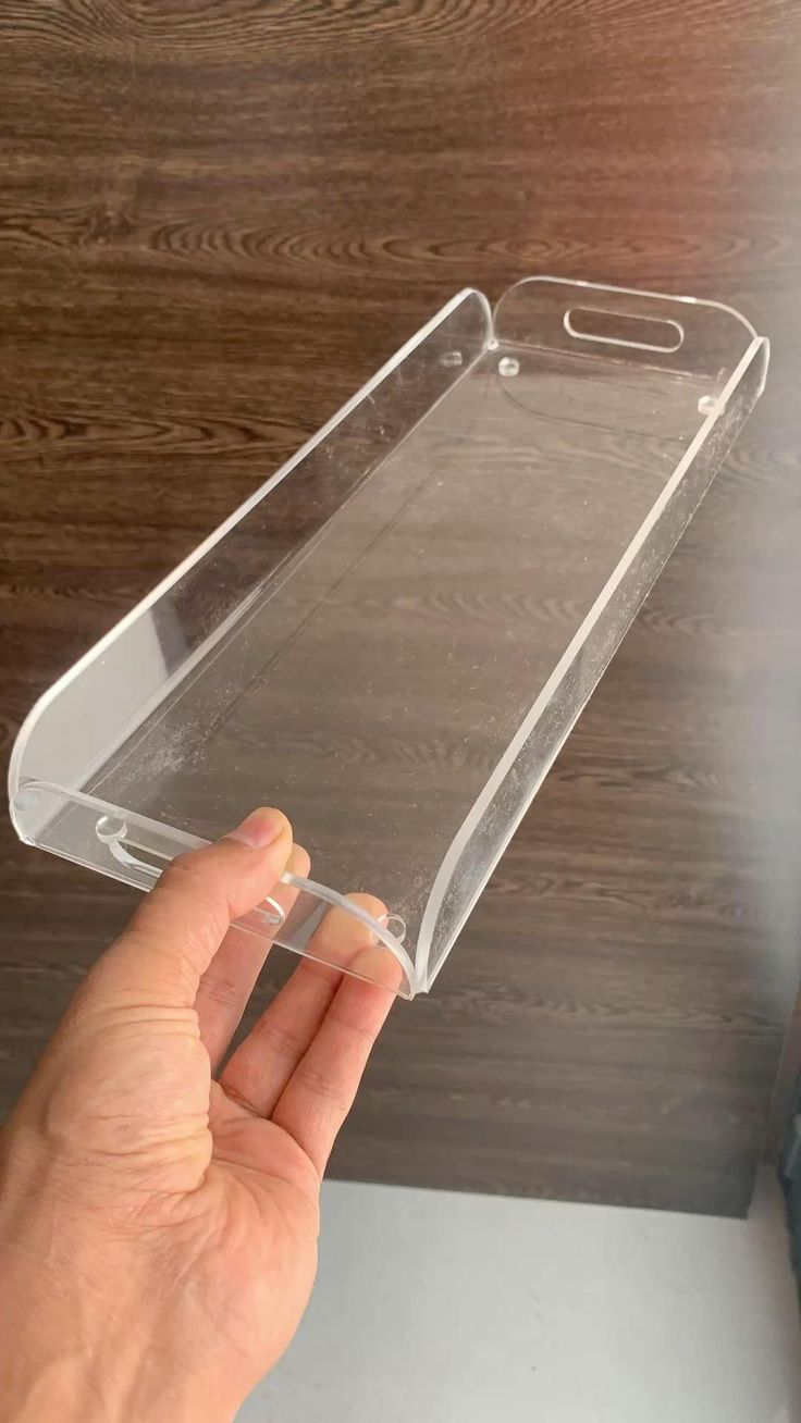 Long clear acrylic tray with handles
